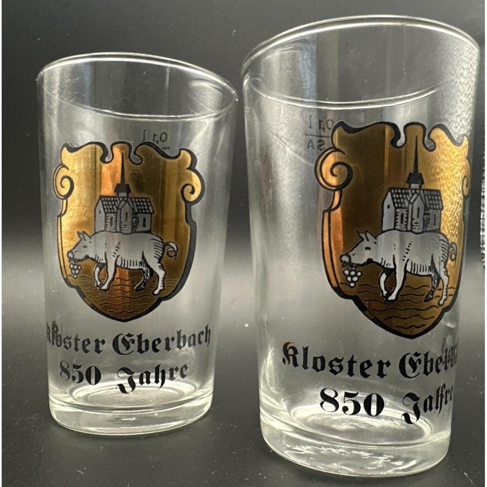 2 Vintage Kloster Eberbach 850 Jahre German Monastery 0.1L Tasting Glasses Wine